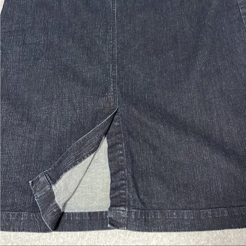 Black Midi Maxi Denim Skirt Size 10 Stretch Modest Y2K Minimalist Capsule